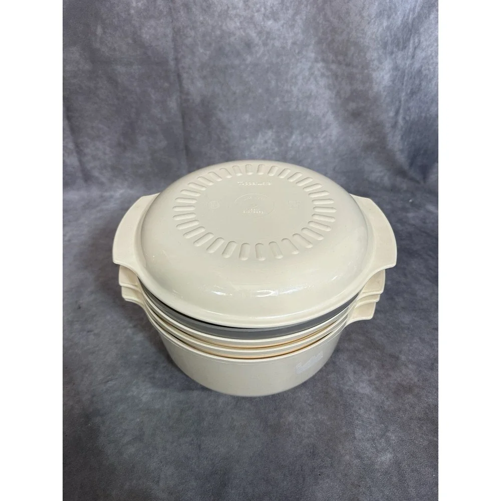 Vintage Tupperware 5pc Microwave Stack Cooker Steamer Bowl 3 Qt includes Lid
